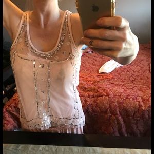 Candies pink sequined tank top blouse